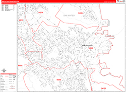 South San Francisco Wall Map Zip Code Red Line Style 2026